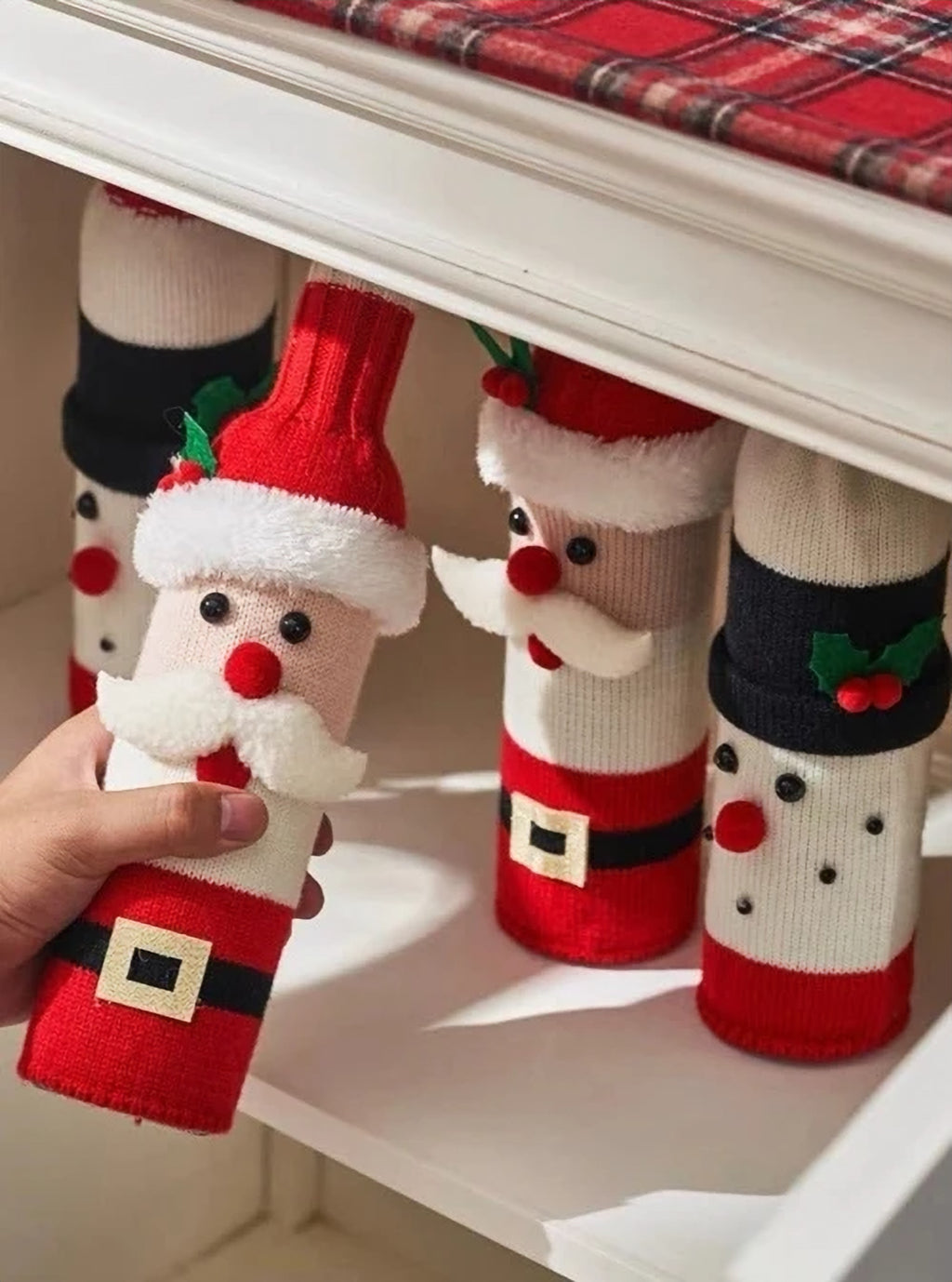 Knitted Christmas Bottle Covers – The Merry Den