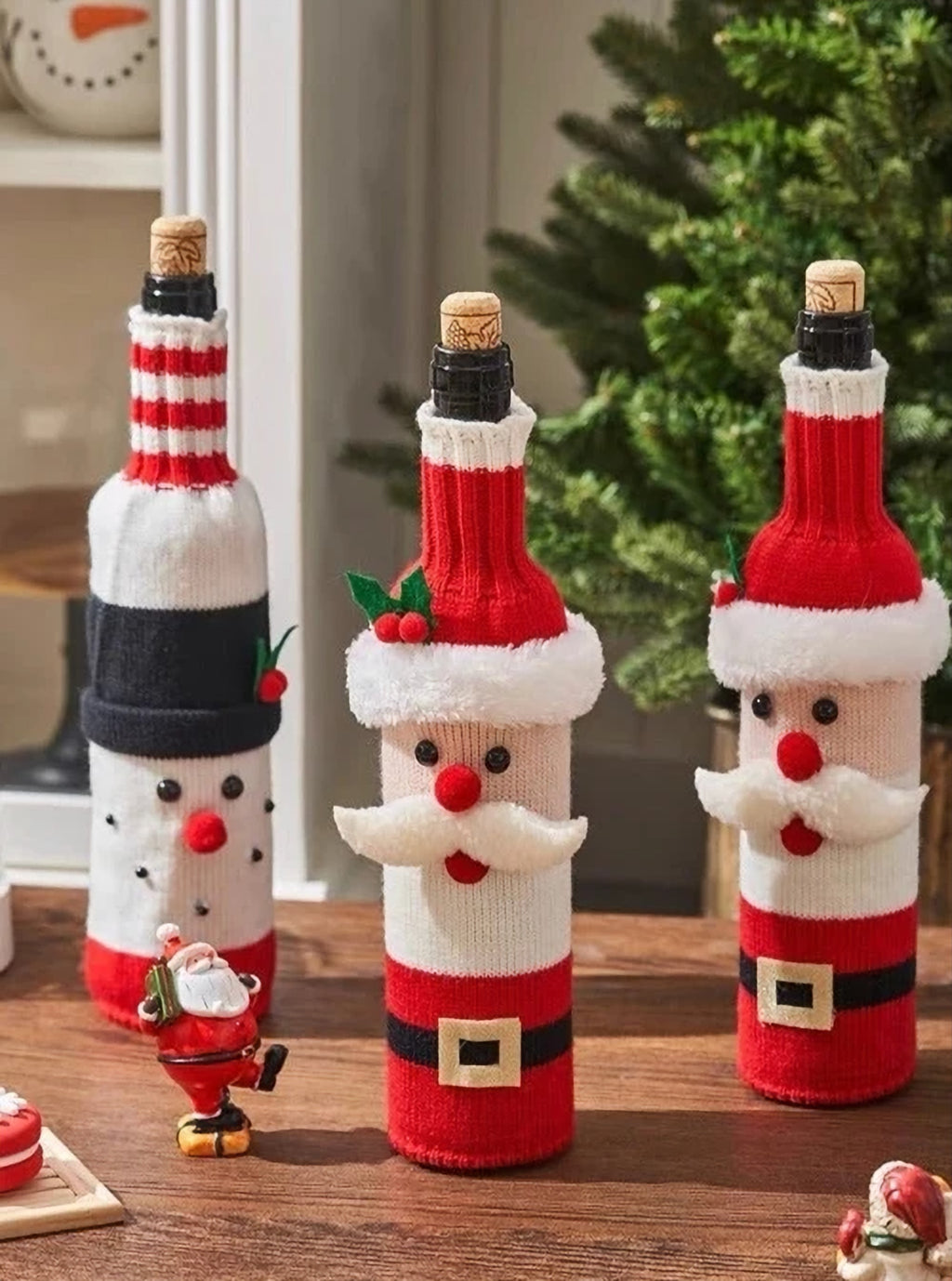 Knitted Christmas Bottle Covers – The Merry Den