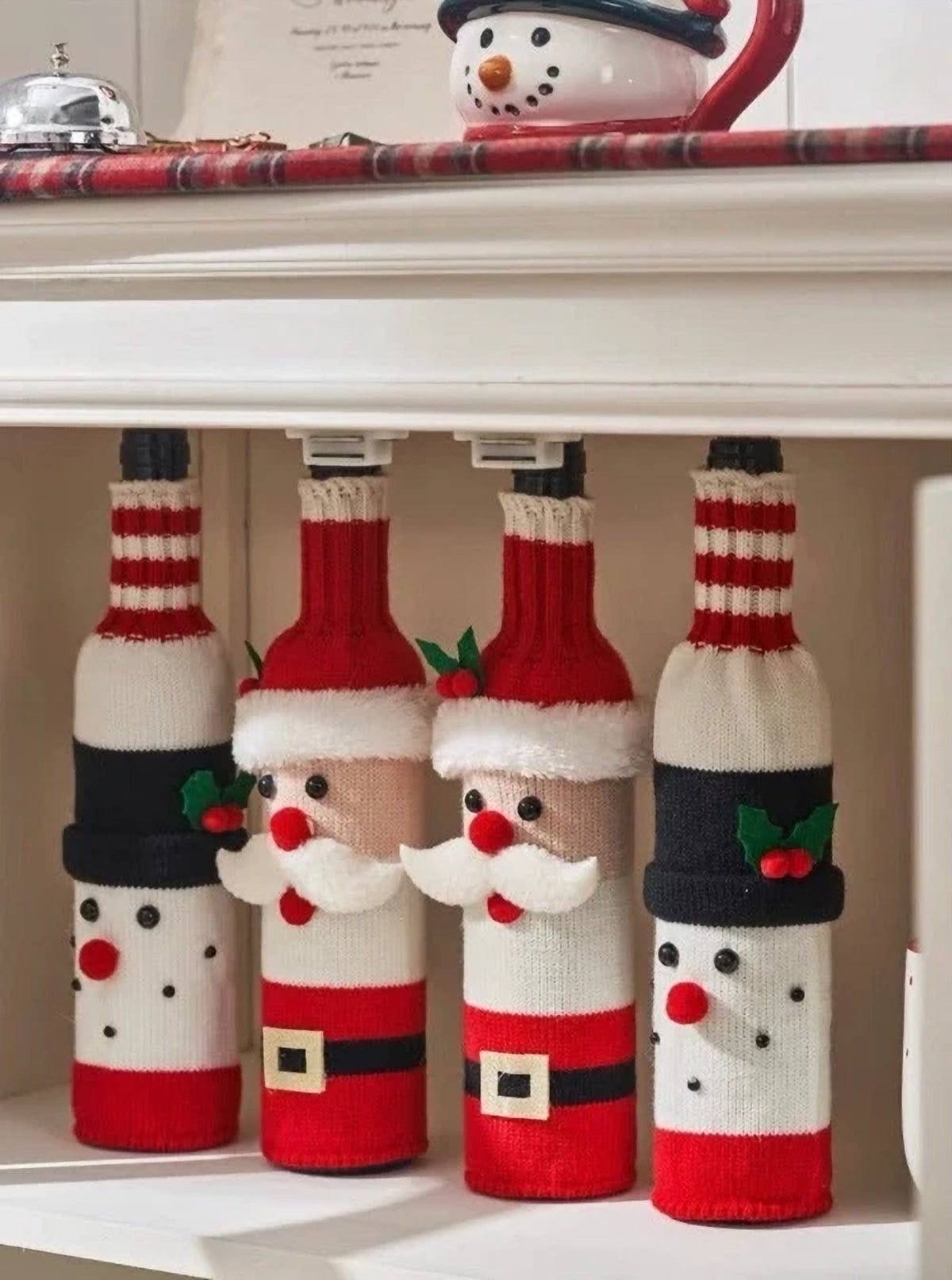 Knitted Christmas Bottle Covers – The Merry Den